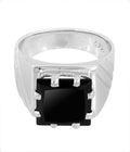 4.6 Cts Certified Princess Cut Black Diamond Men's Ring For Gift - ZeeDiamonds