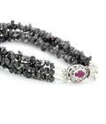 6-7 mm Rough Black Diamond With Ruby Accent Designer Bracelet - ZeeDiamonds