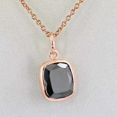 3.2 Ct Black Diamond Solitaire Pendant In Rose Gold Finish, AAA Certified Diamond - ZeeDiamonds