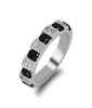 Certified Round Cut Black Diamond Band Ring In Silver-Engagement Ring.