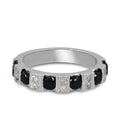 Certified Round Cut Black Diamond Band Ring In Silver-Engagement Ring. - ZeeDiamonds