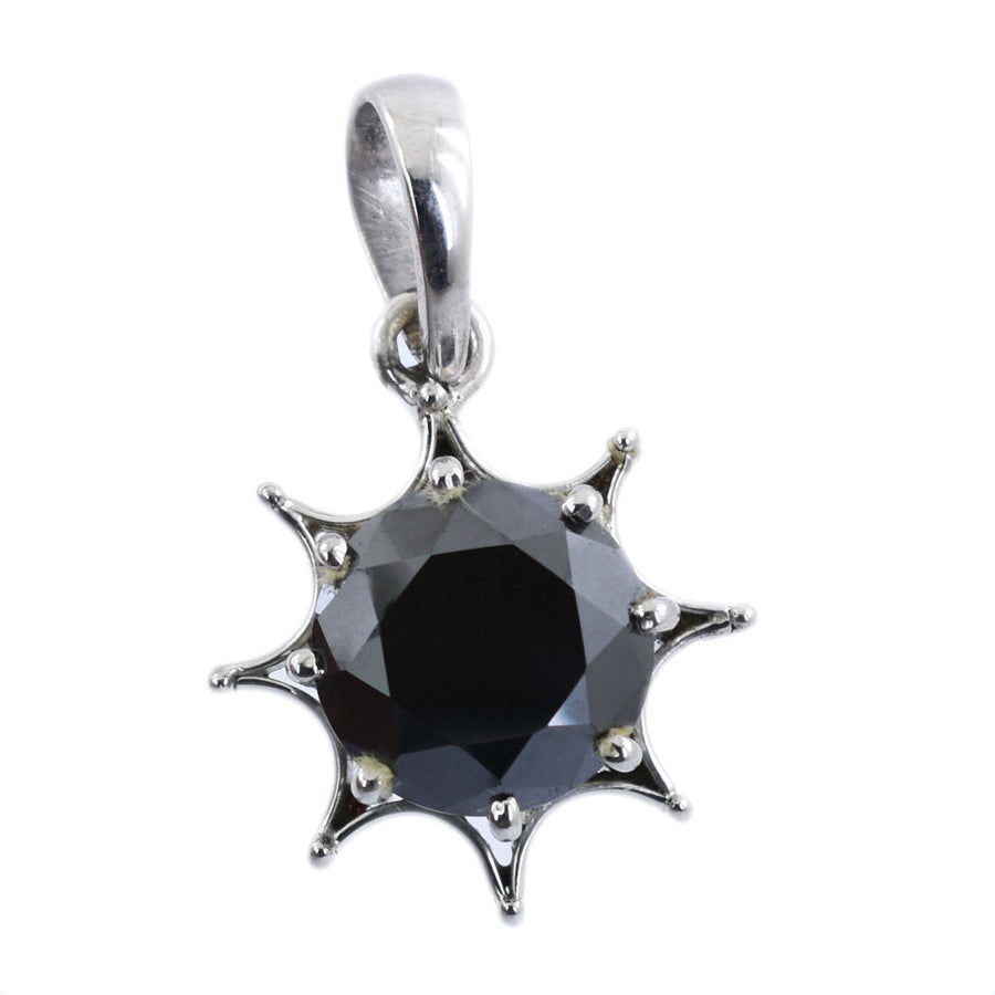 HUGE & RARE, 10 Ct Round Brilliant Cut Black Diamond Solitaire Pendant - ZeeDiamonds