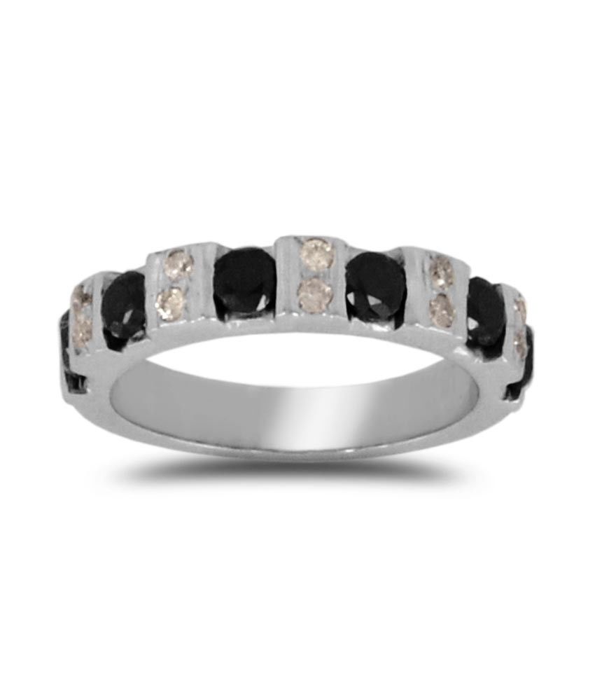 Certified Round Cut Black Diamond Band Ring In Silver-Engagement Ring. - ZeeDiamonds