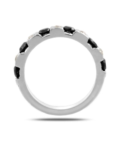 Certified Round Cut Black Diamond Band Ring In Silver-Engagement Ring. - ZeeDiamonds