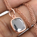 3.2 Ct Black Diamond Solitaire Pendant In Rose Gold Finish, AAA Certified Diamond - ZeeDiamonds