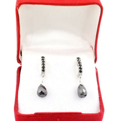 6.50 Ct Certified Black Diamond Dangler Studs, Drop Earrings In 925 Silver - ZeeDiamonds