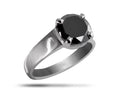 2.50 Ct Black Diamond Solitaire Ring In 925 Sterling Silver, Engagement Ring - ZeeDiamonds