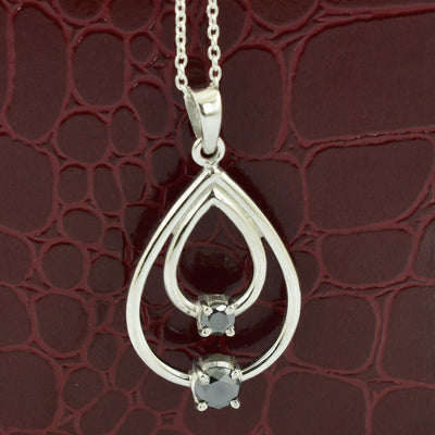 1.50 Cts Certified Black Diamond Pendant in 925 Sterling Silver Beautiful Shine! - ZeeDiamonds
