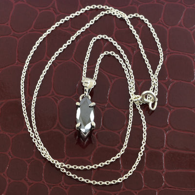 3 Ct Marquise Shape Certified Black Diamond Pendant, Great Shine & Luster - ZeeDiamonds