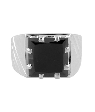 4.6 Cts Certified Princess Cut Black Diamond Men's Ring For Gift - ZeeDiamonds