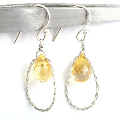 2.21 Ct Beautiful Citrine Pear Shape Drop Dangler Chain Earrings - ZeeDiamonds