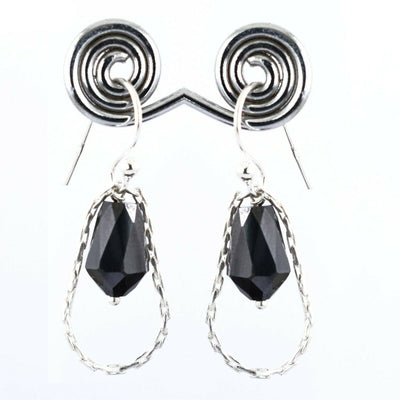 Very Elegant and Unique Black Diamond Dangler Earrings in Sterling Silver - ZeeDiamonds