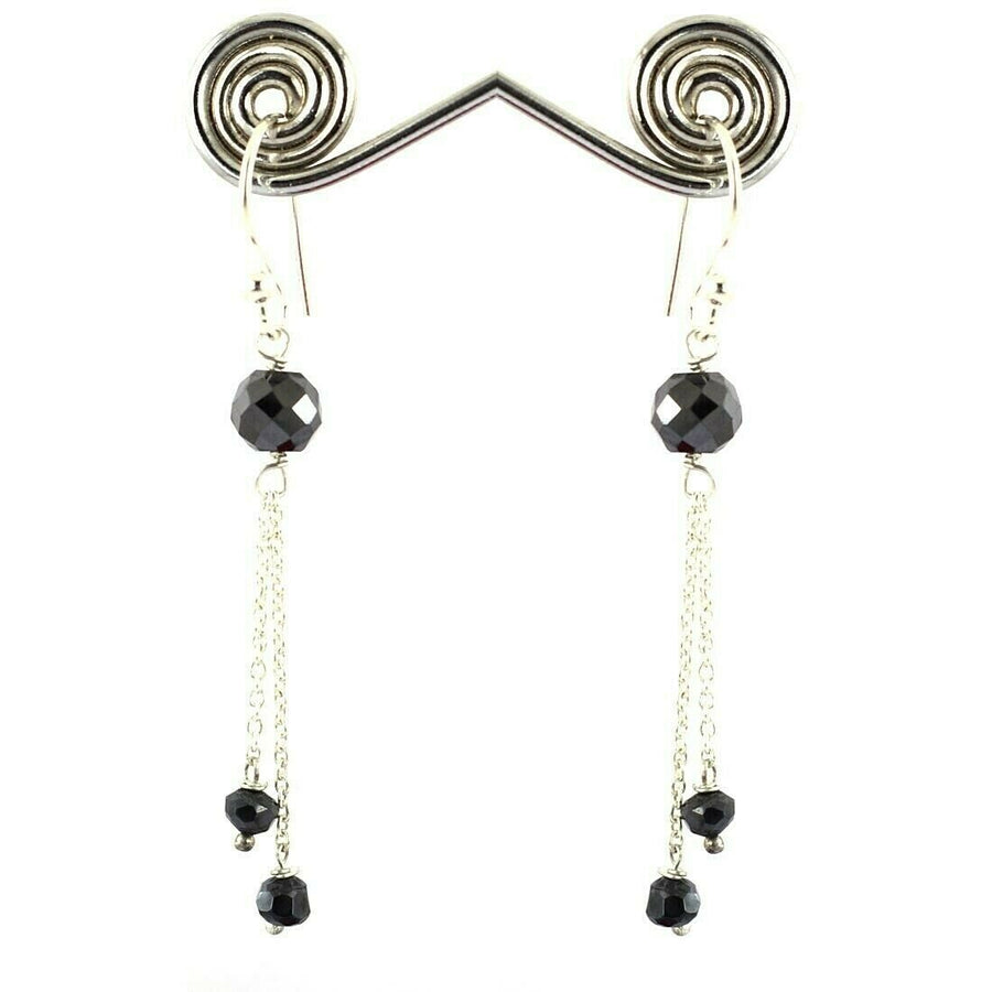 8.9 Carat, Black Diamond Dangler Earrings In Sterling Silver - ZeeDiamonds