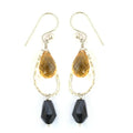 18.15 Ct Black Diamond & Citrine Drops Dangler Earrings - ZeeDiamonds