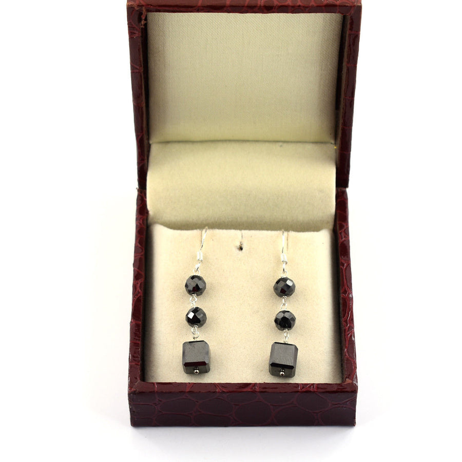 20 Cts Certified Black Diamonds Dangler Earrings in 925 Silver - ZeeDiamonds