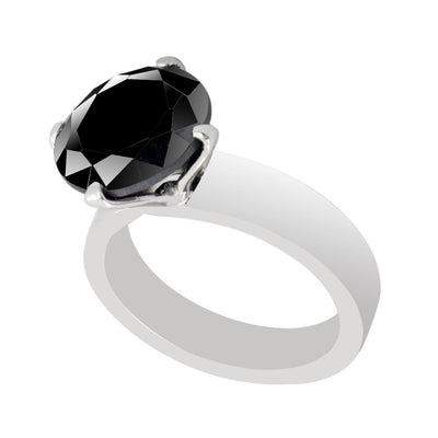 4.5 Ct Round Brilliant Cut Black Diamond Ring In 925 Sterling Silver - ZeeDiamonds
