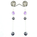 11 Ct 100% Certified Black Diamond with Amethyst Chain Earrings - ZeeDiamonds