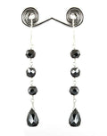 16 Cts Certified Black Diamonds Dangler Silver Earrings, Very Elegant - ZeeDiamonds