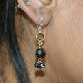 Black Diamond Dangler Chain Earrings With Citrine Gemstone - ZeeDiamonds