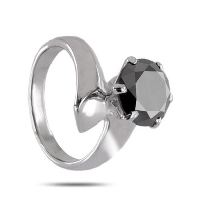 3 Ct Certified Black Diamond Ring, Engagement Ring In 925 Sterling Silver - ZeeDiamonds