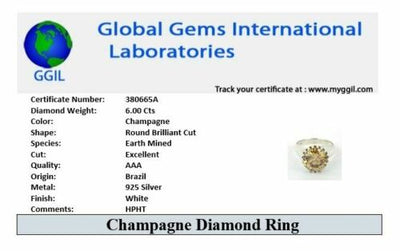Certified 6 Ct Champagne Diamond Solitaire Ring ! Amazing Collection, Great Shine & Luster WATCH VIDEO - ZeeDiamonds
