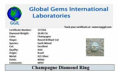 RARE & Huge 10 Ct Champagne Diamond Ring. Amazing Shine & Luster WATCH VIDEO - ZeeDiamonds
