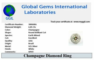 Designer 6.85 Ct Champagne Diamond Solitaire Cocktail Ring, Certified-New Launch WATCH VIDEO - ZeeDiamonds
