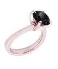 3 Ct Round Brilliant Cut Black Diamond Solitaire Ring In Rose Gold Finish - ZeeDiamonds