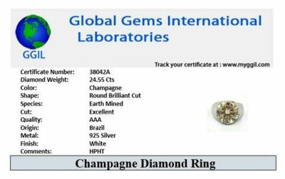 HUGE & RARE 24.55 Ct- Certified Champagne Diamond Ring, Great Shine WATCH VIDEO - ZeeDiamonds