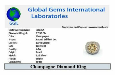 RARE 17.90 Ct Champagne Diamond Heavy Ring With Diamonds Accents, Great Shine & Luster WATCH VIDEO - ZeeDiamonds