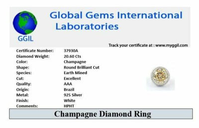 HUGE 20.60 Ct Champagne Diamond Heavy Ring with Diamond Accents, Great Shine & Luster WATCH VIDEO - ZeeDiamonds