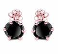 2 Ct AAA Certified Black Diamond Solitaire Studs in Rose Gold - ZeeDiamonds