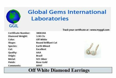 Beautiful Off White Diamond Dangler Earrings with Accents. 3.90 Ct Great Shine & Luster WATCH VIDEO - ZeeDiamonds