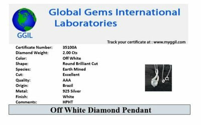 Stylish 2 Ct Off White Diamond Pendant in 925 Sterling Silver, Beautiful Design & Shine! Certified Diamond! Gift For Birthday/Wedding! - ZeeDiamonds