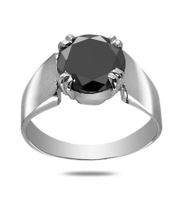 2.50 Ct Black Diamond Solitaire Ring In 925 Sterling Silver, Engagement Ring - ZeeDiamonds