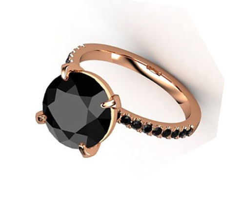3 Ct AAA Certified, Black Diamond Ring With Black Accents in 925 Silver. - ZeeDiamonds