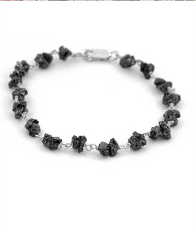 5-6 mm Certified Rough Black Diamond Bracelet In Sterling Silver - ZeeDiamonds