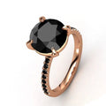 3 Ct AAA Certified, Black Diamond Ring With Black Accents in 925 Silver. - ZeeDiamonds