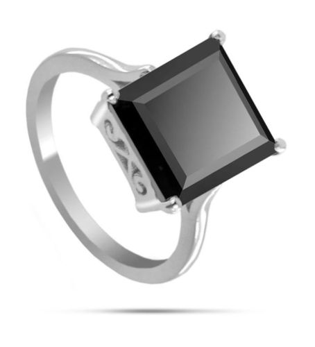 2-4 Ct Princess Cut Black Diamond Solitaire Ring In 925 Silver For Gift - ZeeDiamonds