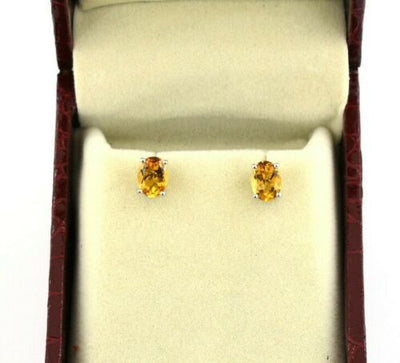 1.64 Grams 100% Certified Citrine Gemstone, Studs Earring In 925 Silver, Gift For Women - ZeeDiamonds