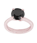 3 Ct Round Brilliant Cut Black Diamond Solitaire Ring In Rose Gold Finish - ZeeDiamonds
