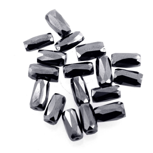 10 -5 mm Pipe Shape Black Diamond Beads- 100% Certified (20 Beads) - ZeeDiamonds