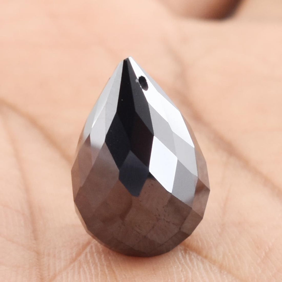 15.00 Carats Pear Cut Black Diamond Drilled Loose Bead, For Making Jewelry - ZeeDiamonds
