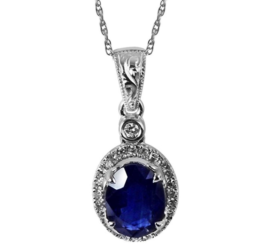6.5 Ct Certified Blue Sapphire Pendant with Diamonds in 925 Silver - ZeeDiamonds