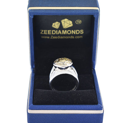 HUGE and RARE 8.15 Ct Champagne Diamond Heavy Men's Ring in 925 Silver with Diamond Accents, Great Design & Luster, Ideal For Gift - ZeeDiamonds