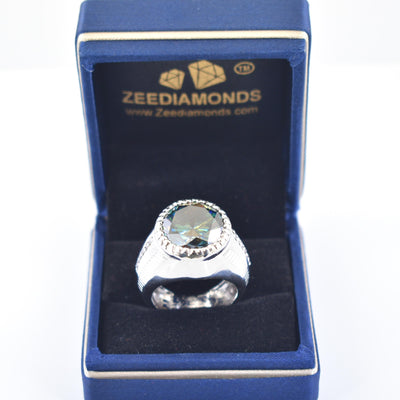 VERY RARE 13.45 Carat Blue Diamond Heavy Solitaire Wedding Ring with Accents in White Finish, Great Brilliance & Excellent Luster! Gift For Anniversary/Birthday - ZeeDiamonds