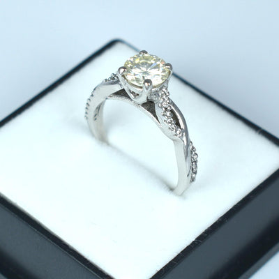 Lovely Off White Diamond Designer Ring with White Accents, Latest Collection & Great Sparkle ! Ideal For Birthday Gift, 1.00 Ct Certified Diamond! - ZeeDiamonds