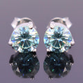 Fabulous Blue Diamond Stud Earrings with 3 Prong Style! Great Sparkle & Elegant Look! Gift For Birthday!  2.80 Ct Certified - ZeeDiamonds
