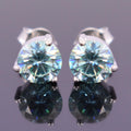 Fabulous Blue Diamond Stud Earrings with 3 Prong Style! Great Sparkle & Elegant Look! Gift For Birthday!  2.80 Ct Certified - ZeeDiamonds