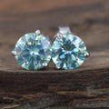 Fabulous Blue Diamond Stud Earrings with 3 Prong Style! Great Sparkle & Elegant Look! Gift For Birthday!  2.80 Ct Certified - ZeeDiamonds